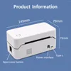 80mm USB Shippting Label Printer Auto Cutter Desktop Direct Thermal Printing Wired Connection Support 1D 2D Barcode For