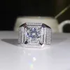 Anelli nuziali 2 pezzi Solitaire Male Lab Sapphire Diamond Ring 925 Sterling Silver Engagement Fead Anelli per gli uomini Anniversario Gioielli per feste