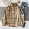 Damenblusen Vintage Plaid Shirts Frauen Harajuku Übergroße Langarm Streetwear Korean Button Up Casual Outwear Tops Frühling Herbst