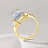 2 pezzi Anelli da sposa certificati 10ct taglio smeraldo moissanite anello oro oro grande gioielleria da sposa per donne per le donne fidanzamento impermeabile dono nuovo in