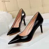 Dress Shoes Fashion Spring Autumn Women High Heels Slip On Patent Leather 7.5CM Thin Mature Modern Middle H24040385GK