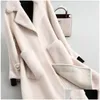 Womens Fur Faux Women Winter Real Overcoat Sheep Shearing Lady Casual Warm Natural Lamb Wool Coat Long Big Size F1110 201103 Drop Deli Dhtrm