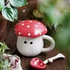 Red Mushroom Coffee Cup Saucer Exquisite Ceramic Afternoon Tea Set Simple Home Teapot Breakfast Milk Mug Cartoon Dessert Plate 240329