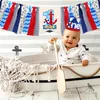 Decorazione per feste Tema oceano Primo compleanno di un bambino Seggiolone Banner per sala da pranzo Forniture per bandiere Happy Linen