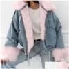 Frauenjacken dicke Vlies Winter Denim Jacke Frauen Warmheit Faux Fell Jean koreanischer Stil lässige Langarm Short Coats Outwear 20102 DHXNY