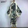 Kimono Africa Boho Fashion Print Beach Costumi da bagno 2024 Elegante cardigan Sexy Holiday Maxi Wear Costume da bagno Abito da sera