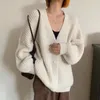 Cárdigan de punto grueso para mujeres Cardigan Mujeres de manga larga con cuello en V Sétalos Chaqueta elegante