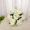 Dekorative Blumen Seiden Hochzeit Blumensträuße Braut Brautjungfer Halten weiße künstliche Rosenstraußzubehör mit