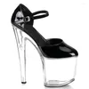 Dance Shoes Sexy Ankle Strap Platform Women Ultra 20cm Super High Heel Modle Wedding / Party /Crystal