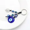 Porte-clés turc grec oeil bleu mode alliage trèfle forme charme voiture porte-clés bijoux pendentif avec yeux bleus