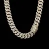 Mode en gros de la vente chaude 15 mm Iced Out Collier Collier Collier Lien Hip Hop Bijoux pour le rappeur pour hommes Zircon Collier