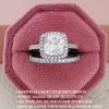 2pcs anéis de casamento 2023 Nova coloração de prata luxuoso Luxury Big Wedding Rings para jóias de designer de presentes para mulheres noivado para mulheres de noiva