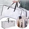 Boîtes de rangement Sacs de déménagement transparent très grand avec des sangles de sac à dos Strong Poignées à fermetures à glissière Closets