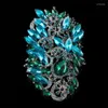 Broches Donia bijoux mode rétro grand verre fleur oeil de cheval alliage broche manteau écharpe accessoires