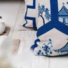Almohada /decorativo moderno paisaje chino azul cubierta blanca almohadas decorativas almohadas cintura espesa lino
