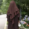 Hijabs de volta duas camadas de longa khimar mulheres muçulmanas escalas na cabeça do niqab dubai roupas islâmicas turcas Ramadã Eid Hijabi 240327