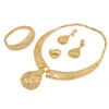 Necklace Earrings Set Women Jewelry Collar Bangle Ring Teardrop 18k Arabia Dubai African Bridal Wedding Party Gift