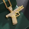 Pendant Necklaces Bling Iced Out Pistol Pendant Submachine Gun Necklace Men Personality Hip Hop Rock Punk Cool Street Party Jewelry Gift