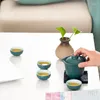 TeAware Setleri Vintage Seramik Porselen Çay Seti Çinli Yeşil Tasarımcı Seyahat Açık Bir Pot Dört Bardak Taşınabilir Çaydan Hediye