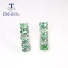 Pendientes TBJ Zambia Natural Emerald Pequeño Parrito Oval 3*5 mm 3ct Gemstone Natural Natural Joyería 925 Sterling Silver for Women