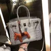 Äkta läder BK Designer Handbag 2024 Ny officiell webbplats Emma Ladies Bag Tplatinum Crocodile Bucket
