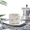 Mokken marmeren matte goudproducten serie Japanse stijl zwart -wit beker schotel kas thee glas koffie