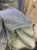 Женские куртки европейская тяжелая отрасль страх Denim Pail Vintage Flower Вышитые однорастого пальто