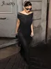 Повседневные платья Jusahy Mesh Solid Trend Maxi платье Женщины Классика поперечной слэш -шейки с плиссированной сквозь Skinny Vestidos Sexy Party