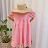 Childrens Clothing Summer Little Girl Puff Sleeve Princess Dresses Solid Pink Kids Clothes Baby 240403