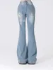 Femmes Blue Y2K Star Flare Jeans Pantalons de cowboy vintage HARAJUKU DENIM TRAPTER