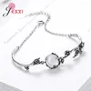Charmarmband Fashion 925 Sterling Thai Silver White Crystal Plum Flower Charms Bangles For Women Elegant Jewelry Gift