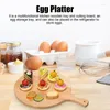 Förvaringsflaskor Portable Egg Box Camping Picnic Eggs Case Wood Creative Deviled Serving Tray med handtag för kök