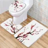 Badmattor Flower Bird Mat Set Chinese Style Landscape Mountain Floral Low Pile Memory Foam Toalettskydd U-formad matta