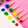 5Pcs/pack Kid Sponge Paint Brush Original Wooden Handle Painting Graffiti Early Toy DIY Art Supplies Gifts