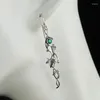 Brincos de berros bohemia videiras deixa jóias étnicas de cristal verde Planta de cor prata lvy elven gancho para mulheres
