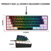 Claviers HXSJ V700BW + A869 Kit de clavier et de souris de l'ordinateur USB 61 Clé Retrait RVB filaire 3200dpi Couleur de souris Éclairage LED PCL2404