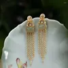 Dingle örhängen original design naturlig Hetian Jasper elliptisk Tassel Lång personlighet Ljus lyxig kinesisk stil damsmycken