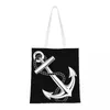 Boodschappentassen aangepast anker nautische witte marine canvas dames duurzame boodschappen navigatie tote shopper