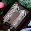 Dangle Ohrringe Hibride glänzend Kubikzirkonia Langer Baguette Quasten Tropfen für Frauen Braut Hochzeit Schmuckzubehör Bijoux E-780