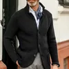 Pulls pour hommes Mode Autunm Pull d'hiver Slim Fit Col Montant Cardigan Cardigan Vestes Mâle Couleur Solide Tricoté Survêtement Sweatercoats