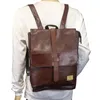 Sac à dos marque designer masculin en cuir sac vintage vintage de voyage imperméable livre décontracté mâle marron noir