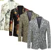 Silver Sequin Suit Jacket Mens Fashion Slim Dress Coat Wedding Party Print Jaqueta Gold Green Blue Terno Masculino M-5XL 6XL 240318