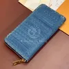 Fashion Denim Blue Men'swomen's Zipper Mini Carte Holder Coinpurse Keychain Designer Portefeuille Portefeuille Sac d'embrayage