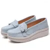 Fitnessschuhe Frauen Frühling Flats Plattform Sneakers Leder Wildleder Moccasins aus lässig anziehen