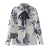 Unizera Spring Fashion Bow Decoration Printed Shirthigh WAIST汎用性の高い長いスカートシルクテクスチャ240403