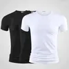 T-shirts pour hommes Tops Tees Mens T-shirt pure couleur v / o col court à manches courtes 3 pcs t-shirts t-shirts noirs