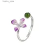 Anelli a grappolo 2021 Elegante anello di apertura di fiori viola fresca fresca e prima scelta di anello regalo e orecchini L240402