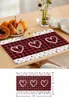 Table Mats Valentine'S Day Hearts Plaid Mat Wedding Holiday Party Dining Placemat Kitchen Accessories Napkin