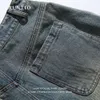 Dragon Loose Capris Versatile 2024 Summer Street Wash Blue Pleated Straight Men's Denim Shorts