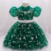 Spädbarnsbåge 1st födelsedag Baby Dress Costumes Flower Brodery Princess Party Wedding For White First Communion 240322